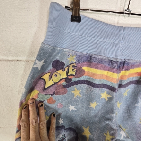 Vtg Lucky Brand Wide Leg Peace Love Printed Sweatpants Rare Htf - Picture 5 of 12